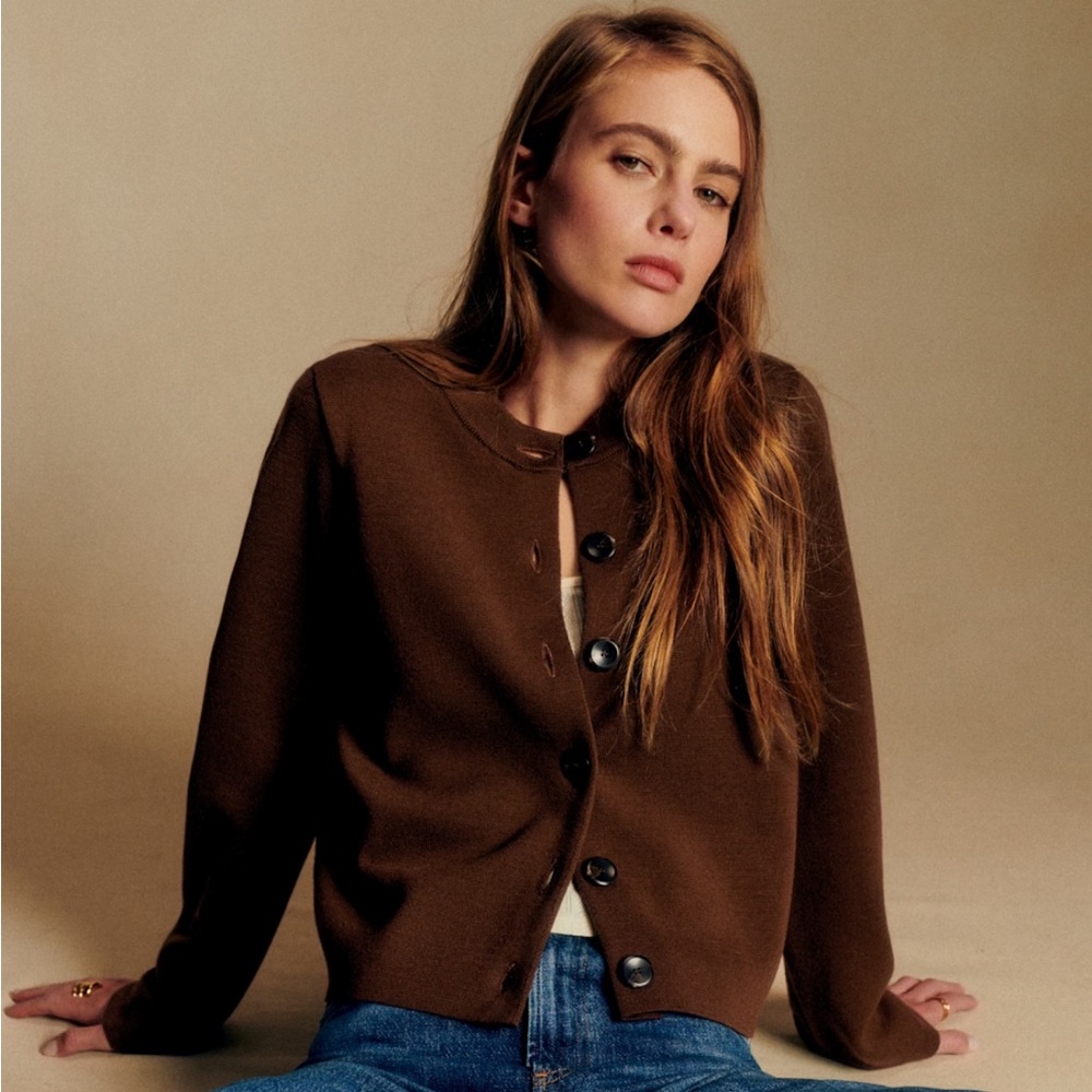 Sezane Jude Cardigan Chestnut Brown - Size M